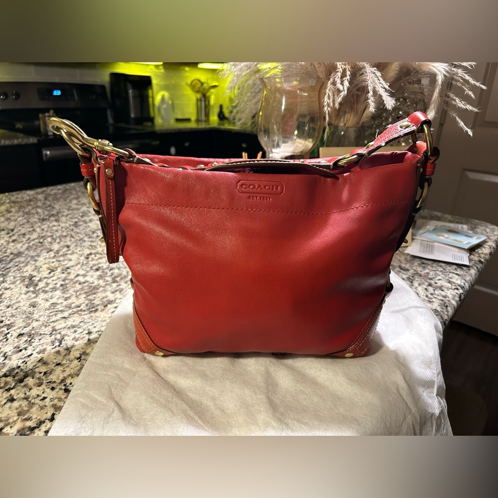 Coach Red Leather Shoulder Bag